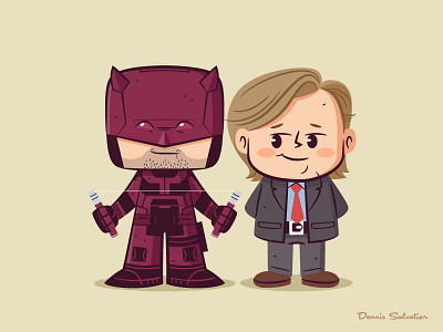 Lil BFFs: Daredevil and Foggy character design daredevil illustration lil bffs netflix vector