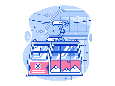 Ski Gondola Lift cable car flat design gondola lift line art resort ski winter