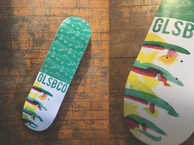 Great Lakes Skateboard Co. fish glsbco great lakes rainbow trout skate deck skateboarding watercolor