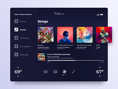 Car Interface - 034 album art app design car car interface concept daily ui dark design dark gradient dark ui gradient gradient ui music player music ui sketch ui design