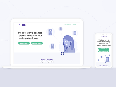 Roo: Relief Shifts for Veterinarians landing landing page landing page mobile responsive roo ui web web design