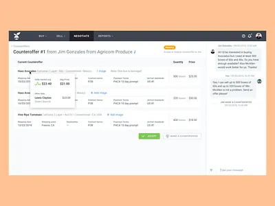 Negotiation page app commodity interface negotiation offer ui web