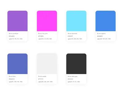Color Palette amethyst black black white blue color palette colorful colors grey hot pink indigo pink purple sapphire violet