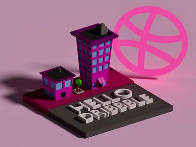 Hello Dribbble! :) b3d blender city debutshot design first shot hello dribbble isometric low poly