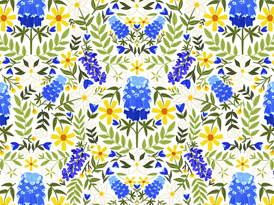 Texas Bluebonnet Pattern bluebonnet digital art floral floral pattern flower pattern flowers illustration illustrator pattern design pattern designer procreate state flower surface design surface designer