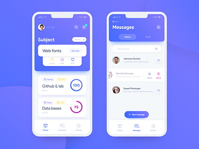 / Classroom / Mobile app app blue class clean dashboard design manager minimal organizer subject ui university