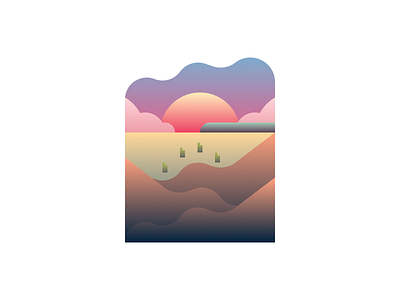 Train in the prairie cactus desert design figma illustration simple sky sun train