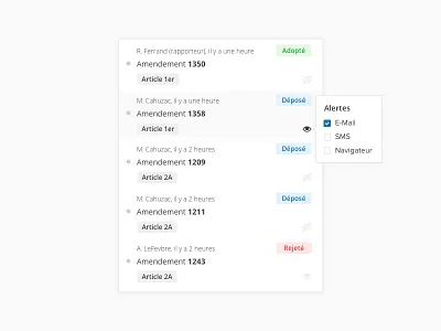 Law Amendment 👁 🇫🇷 alert amendment clean follow judge law ui webapp