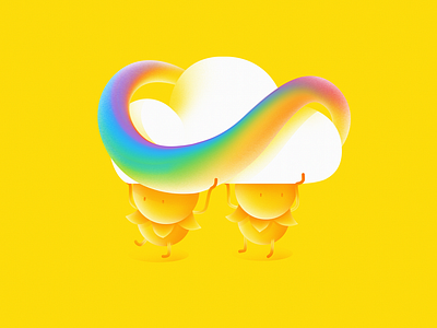 Carry on adventure best friends carry character clouds digital friends gradient illustration photoshop rainbow two yellow