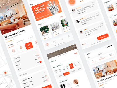 Salon booking app ✂️ app booking branding celandar ios ratings salon treatment ux ux ui