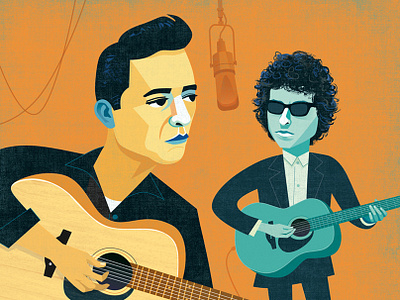 Bob and Johnny caricature digital entertainment graphic illustration music musicians portrait portraits retro stylized vintage