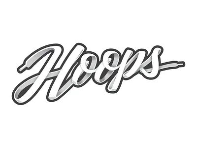 Hoops basketball hoops lettering logo logotype net script shoelace