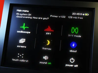 Oscilloscope menu 3d blender concept design gui instrument oscilloscope render screen ux