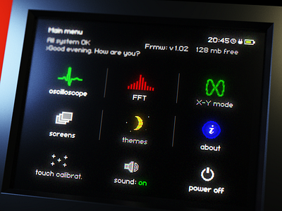 Oscilloscope menu 3d blender concept design gui instrument oscilloscope render screen ux