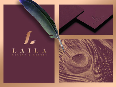 Laila Beauty & Lashes branding clean cosmetic duo tone identity logo logomark logotype minimalistic