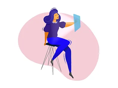 Sweet sweet screens design drawing flat design hand drawn illustration modern pro create screen sitting vector woman