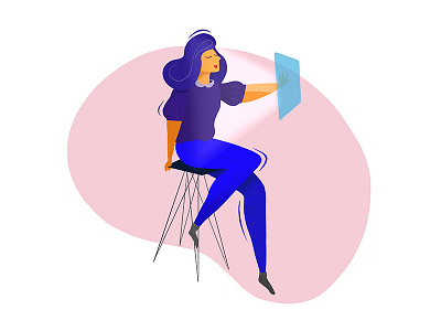 Sweet sweet screens design drawing flat design hand drawn illustration modern pro create screen sitting vector woman