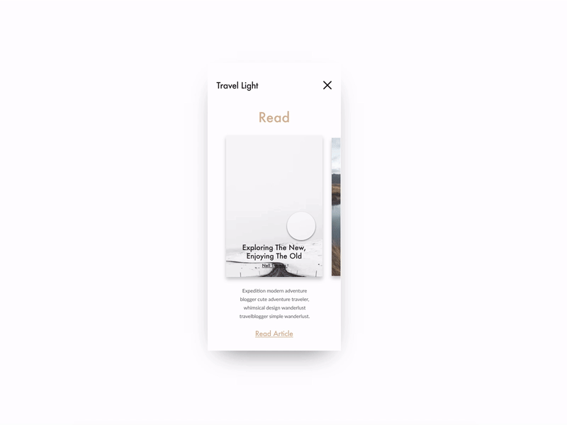 Travel Light - Interaction (Swipe) app interaction design interaction invision studio minimal mobile app mobile interaction muzli ui ui ux ui ux design user experience user interaction user interface ux