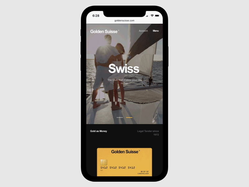 Golden Suisse animation design minimal mobile motion principle typography ui ux web