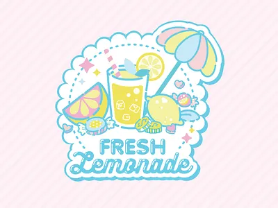 Fresh Lemonade candy design doilies doily drink fresh punch graphic design illustration kawaii lemonade parasol pastel pop sanrio soda umbrella vector vector art