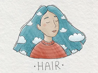 Hair art blue hair charachter design digital 2d digital art girl hair illustration inktober inktober2018 procreate