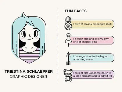 About Me - Fun Facts about me arrow biography design enamel pins fun facts graphic design icon iconography illustration infographic pastel pin pineapple plush teddy bear vector vector art