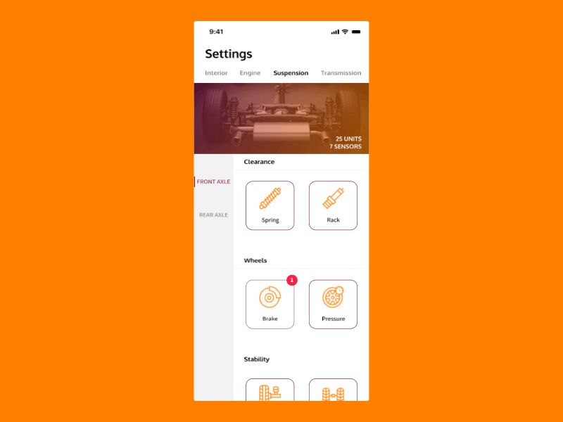 Car App Settings animation app car app dailui design figma icon interaction ios settings page ui ux vector