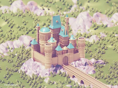 Low poly Castle | 3d art 3d 3dart 3dartist building cartoon castle low poly low polygon lowpoly lowpolyart tree