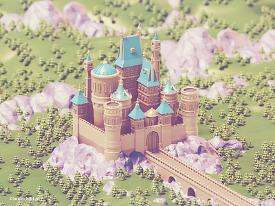 Low poly Castle | 3d art 3d 3dart 3dartist building cartoon castle low poly low polygon lowpoly lowpolyart tree