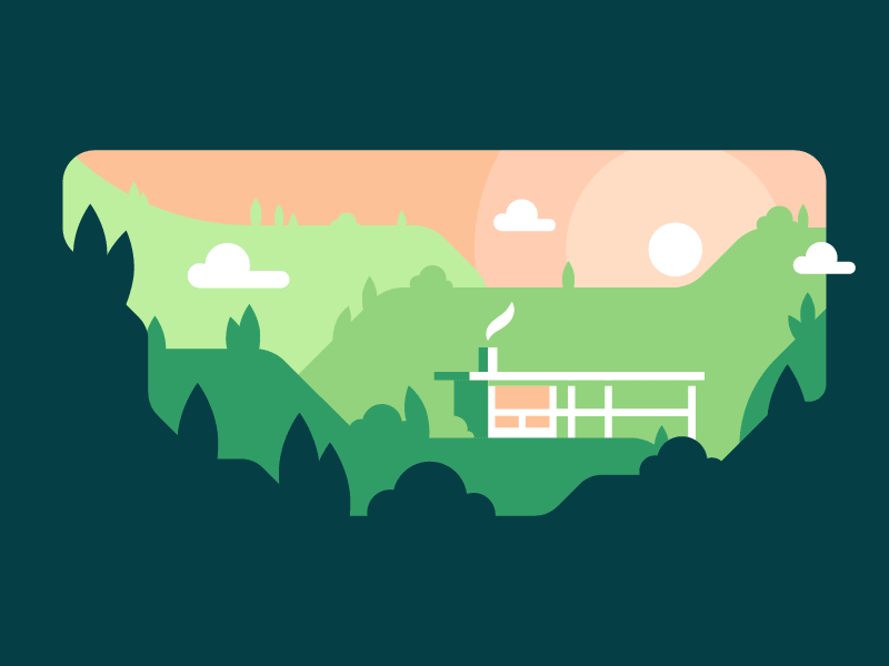 Nappa Valley Cabin cabin clean illustrator mid century modern morning night noon simple travel vector