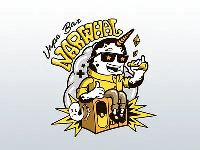 Sticker Narwhal art game illustration telegram портрет стикер