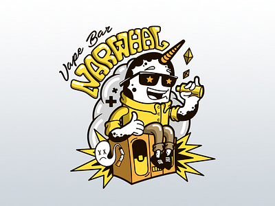 Sticker Narwhal art game illustration telegram портрет стикер