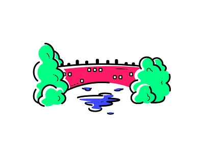 Old Bridge art bridge color design doodle icon illustration illustrator landscape minimal nature old vector