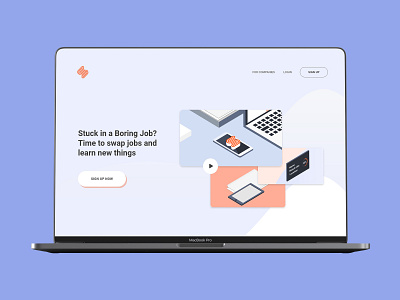 Swopp.me Onboarding branding design flat gradient illustration ipad isometric job login login form logo logout office phone sign in swap type ux web work desk