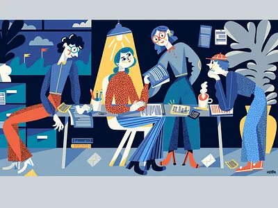 Quartz at Work branding character design color combination design editoral employee employer illo illustrated illustration illustrator interface magazine quartz user experience web illustration work