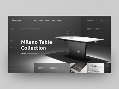 Lofthall - website concept 3d interior minimal product typography ui ux web