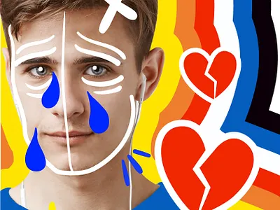 Emotions collage colorful illustration