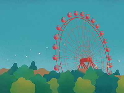 Ferris wheel near home ferris wheel illustration park skyblue tree