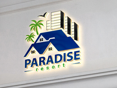 Paradise Resort Logo. beach brand branding business clean company design flat icon identity logo logo design minimal oceano palm re brand resort resort logo typography ui