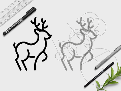 Deer abstract animal concept creative cute deer design grid icon illustration logo minimal nature simple tree ui