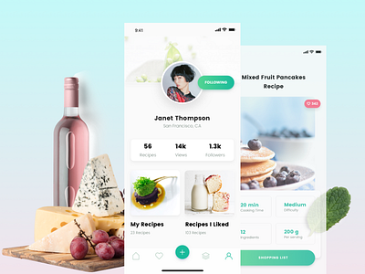 "Recipes" - Food App clean clean app clean app design design food food and drink food app food art ios iphone modern recipe recipe app ui ui elements uidesign user interface web