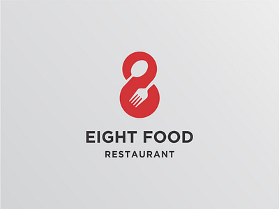 Eight Food Logo Concept breakfast care dinner dual meaning eat eight fast food food food and drink fresh health hungry infinite lifestyle lunch mouth number restaurant stamina suplement