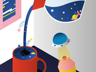 Universal Coffe illustration planets space universe