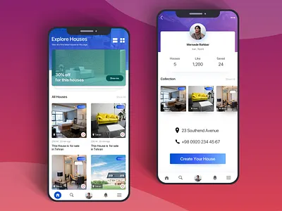 House Finding App Design app explore free free app house house finding ios mobile profile profile card ui elements uidesign ux ux ui ux design