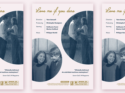 "Love me if you dare" movie poster design flat geometric graphic art graphic design movie pastel poster print retro typography vintage