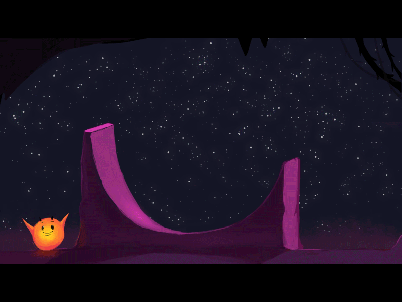 Ember 2danimation animation ball cartoon celanimation cinder ember fire fireball loop night nightsky november space stars whimsical