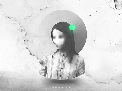 Platonic Love abstract black and white circle circles designer dot face faceless fear green illustration minimal minimalistic simple woman