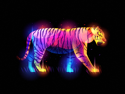 Fantasy Tiger animal beast colorful fantasy light fur illustration tiger