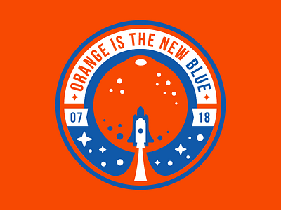 Transition Logo blue brand branding campaign design flat future global icon illustration logo merchandise orange rebranding rocket space stars type typography vector