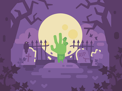 Zombie hand cartoon cemetery design fantasy flat halloween hand grave illustration vector zombie